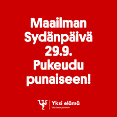 Yksi elämäkin pukeutuu Sydänpäivänä punaiseen