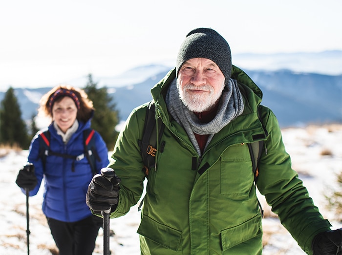 Ett par promenader på vintern.